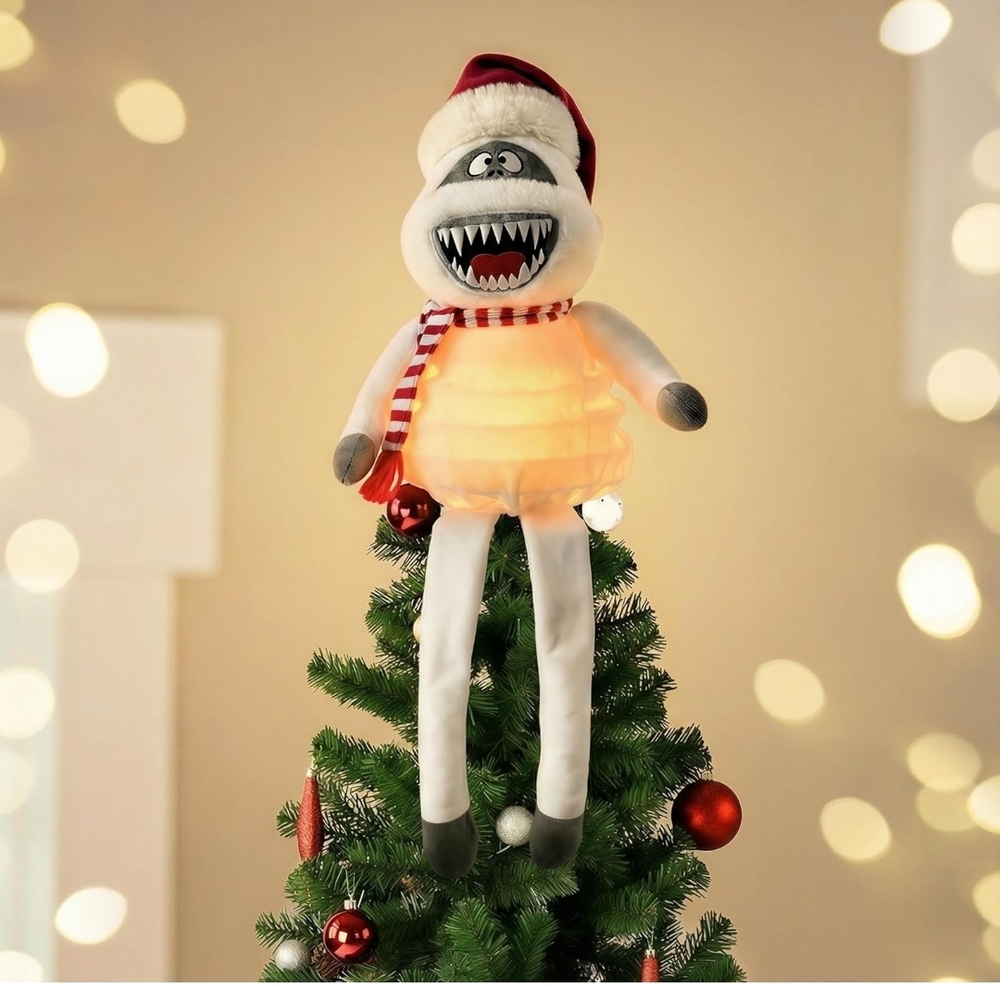 🌟 3 For $12 🌟NEW Plush Yeti Tree Topper with Light-Up Body - White & Red
